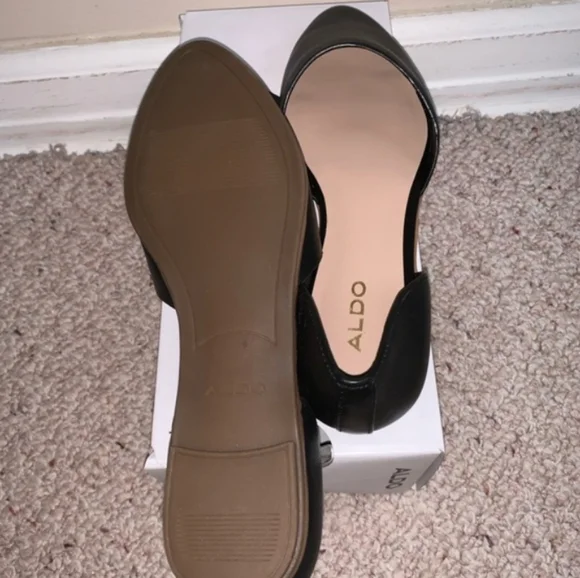 ALDO Chill 2 Black Leather Pointed Toe d’Orsay Flats size  6.5 - Picture 3 of 3